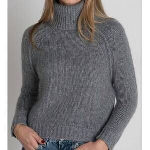 NEW ARCHER CASHMERE stitchy turtleneck sweater in heather grey